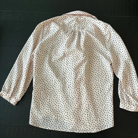 Karl Lagerfeld Pink Black Polka Dot Ruffle Sleeve Blouse - Picture 5 of 7